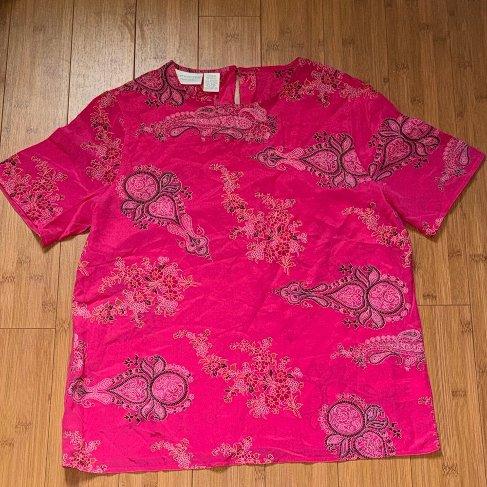 Vibrant Pink Paisley Short Sleeve Top